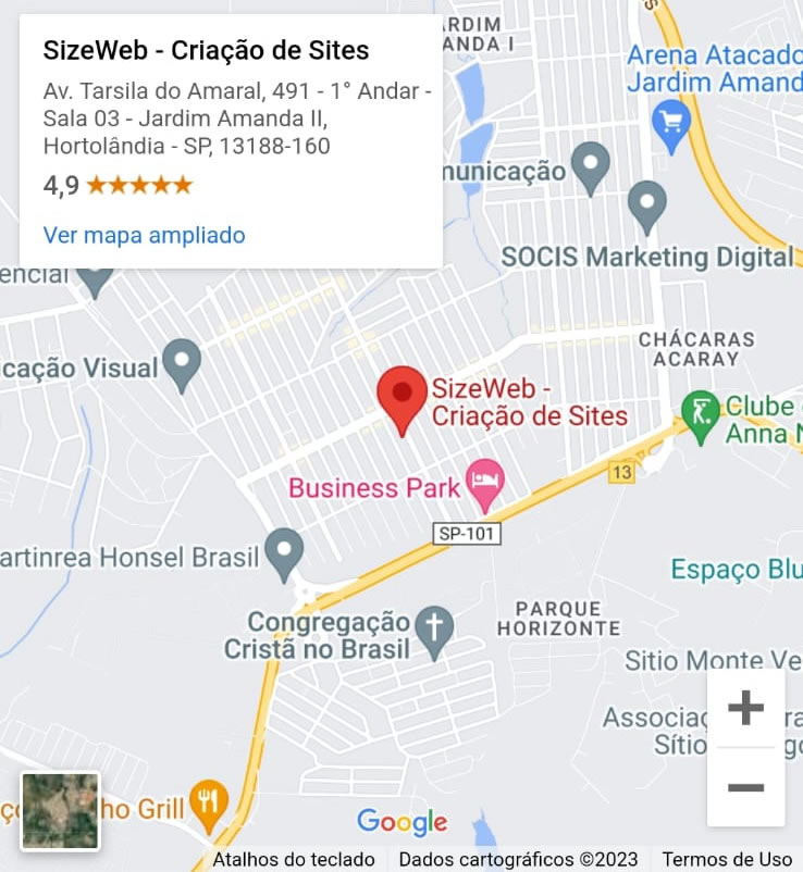 Link do perfil do Empresa SizeWeb no Google Maps