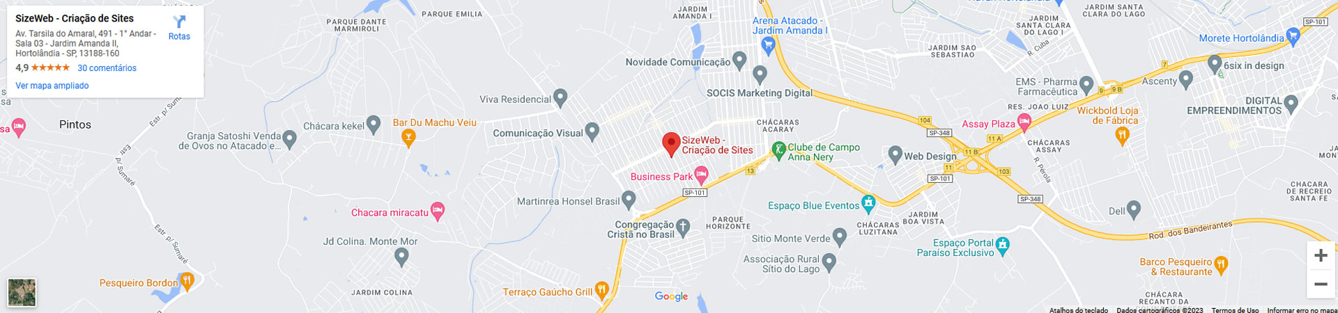 Link do perfil do Empresa SizeWeb no Google Maps