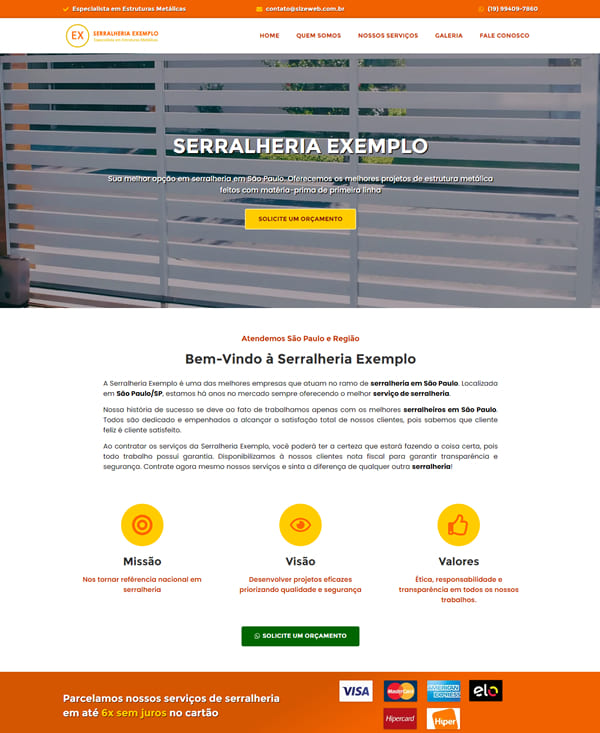 site profissional para serralheria - modelo 3