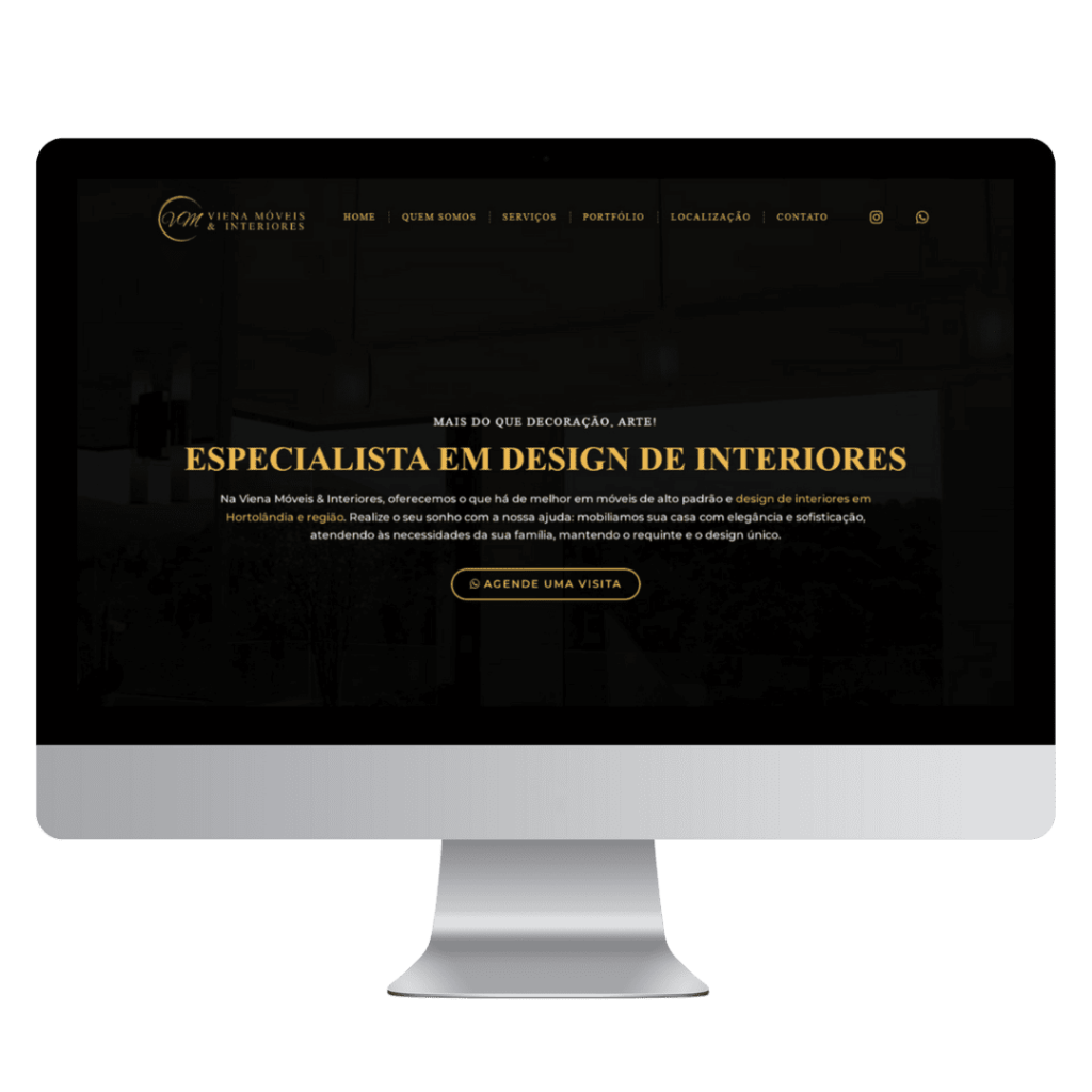 Imagem do Site Profissional Criado pela SizeWeb para a Viena Móveis e Interiores