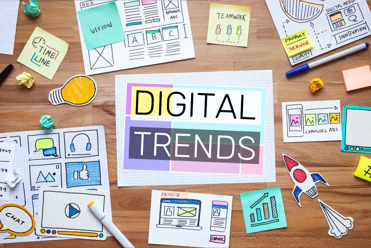 Imagem ilustrando tendencias do marketing digital como SEO, Videos, Reelse Shorts