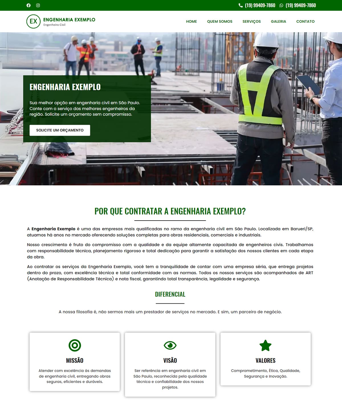 site profissional para engenheiro civil - modelo 5